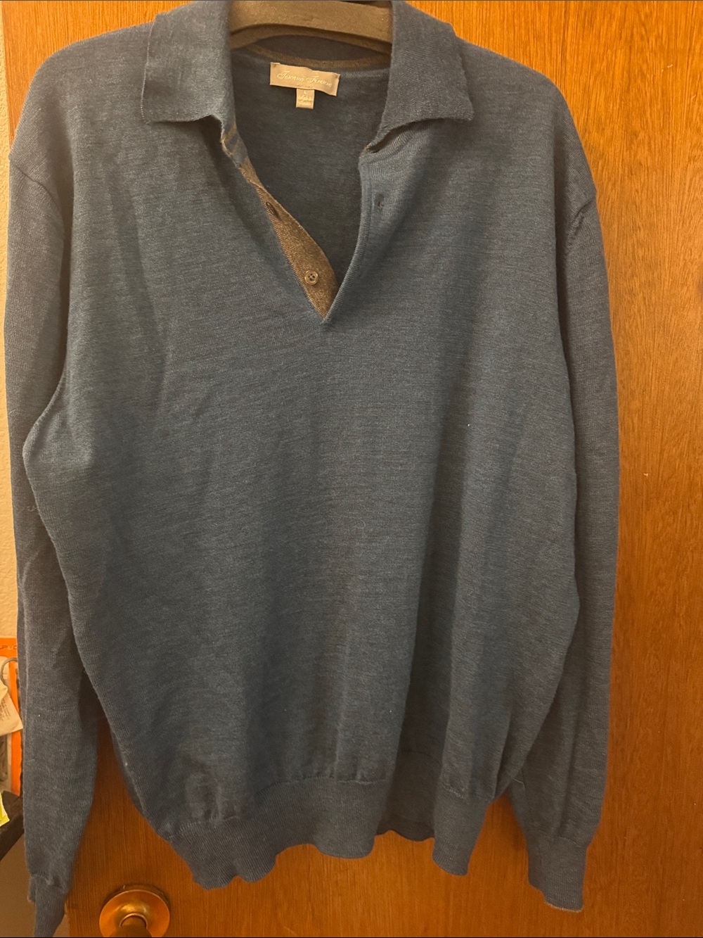 Men's  Polo 100% Merino Wool Sweater — Slate Blue